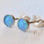 Sterling Silver stud Earrings for women Blue Opal 4mm small posts
