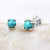 Sterling silver stud earrings with cabochon turquoise in prongs setting with sterling silver post and backing
