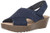 Skechers Womens Petite Parallel-PLOT-Square Perf Peep Toe Slingback Wedge Sandal  Navy  11 W US