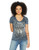 The Mountain Womens Warrior Wolf Tri-Blend V-Neck  Gray-Blue  M