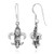 925 Sterling Silver Filigree Fleur De Lis Dangle Hook Earrings