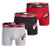 Fila Mens 3 Trunks No Fly  with Pouch  3-Pack  Light Grey Marl-Black-Chinese Red  Medium