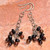 Natural Black Onyx Gemstone Cluster Beaded Sterling Silver Dangle Earrings