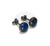 Earrings Studs Mens Black with Blue Lapis Gemstone in Oxidized Sterling Silver