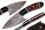 9 Jungle Raw Wood Handle Fixed Blade Damascus Steel Hunting Knife