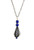 Black and Blue Silver Teardrop Pendant on Chain