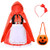 Little Red Riding Hood Costume for Girls Kids Halloween Cosplay Costume Age 3-12 Years -130 Red-