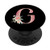 Blush Letter G Monogram Initial Rose Pink Floral on Black PopSockets PopGrip Swappable Grip for Phones and Tablets