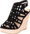 Cambridge Select Womens Laser Cutout Caged Slingback Chunky Platform Wedge Sandal 9 B-M- US Black NBPU