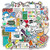 ONDY 50pcs Graffiti Students School Stickers Suitcase Skateboard Guitar Travel Case Door Decals Water Bottle Laptop Luggage Car Bike Bicycle Clings Su