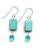Glass Bead Rectangle Drop Earrings With Crystal in Turquoise  Dangle Earrings  Sterling Silver
