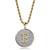 TOPGRILLZ Hip Hop Fully Iced Out CZ Cluster Simulated Diamond 14K Gold Plated Bitcoin Cryptocurrency Pendant Necklace with 24 Stainless Chain -Brass