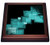 3dRose Turquoise Squares Stitched and Digital Abstract Art-Trivet with Ceramic Tile  8 x 8  Brown
