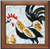 3dRose ft-11385-1 Vintage Rooster Digital Art by Angelandspot Framed Tile  8 by 8-Inch