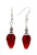 Red Christmas Tree Light Bulb Crystal Dangle Pierced Earrings with Silver Toned Ear Wires