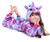 FuzzyCosplay Kids Unicorn Pajamas Animal Costume Onesie One Piece Birthday Gifts Purple Night 6-8 Years