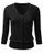 FLORIA Womens Button Down 3-4 Sleeve V-Neck Stretch Knit Cardigan Sweater Black M