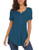 Halife Womens Shirts Casual Blouse Short Sleeve Ruffle Button Up Tunic Tops Solid Fit Flare Henley Tops Dark Cyan M