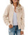 MIROL WomenS Sherpa Fleece Jacket Faux Fuzzy Long Sleeve Casual Zip Up Bomber Coat with Pockets