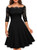 MISSMAY Womens Vintage Floral Lace Half Sleeve Boat Neck Formal Swing Dress  XX-Large  Black