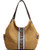 Worldlyda Women Canvas Hobo Purse Multi Pocket Tote Shopper Shoulder Bag Casual Top Handle handbag with Embroidery Ethnic -Upgraded Brown-