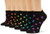K- Bell Womens 6 Pack Fashion No Show Liner Socks  Black Dots  Shoe Size 4-10