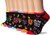 K- Bell Womens 6 Pack Novelty No Show Low Cut Socks  Days -Assorted-  Shoe Size 4-10