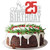 Happy 25th Birthday Cake Topper - Twenty five-year-old Cake Topper  25th Birthday Cake Decoration  25th Birthday Party Decoration -Silver and Red-