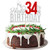 Happy 34th Birthday Cake Topper - Thirty four-year-old Cake Topper  34th Birthday Cake Decoration  34th Birthday Party Decoration -Silver and Red-