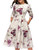 Simple Flavor Womens Floral Vintage Dress Elegant Autumn Midi Evening Dress 3-4 Sleeves -Beige  XXL-