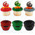 DRAGON Cupcake Toppers and Liners - Picks with Matching Red  Green  Black Foil Baking Cups - Enough for 60 Cupcakes