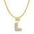 HH Bling Empire Iced Out Hip Hop Gold Cz Diamond King Crown Initial Letter Pendants Chains -Crown L-Gold  with Rope-