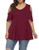 Gboomo Women Plus Size Tops Casual Cold Shoulder Short Sleeve T Shirts Summer Plus Size Tunic Wine Red 3X