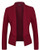 Michel Women Long Sleeve Blazer Open Front Cardigan Jacket Work Office Blazer Burgundy Medium