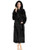 PAVILIA Women Hooded Plush Soft Robe - Fluffy Warm Fleece Sherpa Shaggy Bathrobe -S-M  Black-