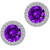 Fashion Jewelry Stud Earrings Violet Round Earrings for Girls Cubic Zirconia Halo Earrings for Women Men