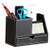 PU Leather Multi-Function Desk Pen Pencil Holder Office Stationery Organizer Storage Box Business Cards/Mobile Phone/Remote Control Holder Desktop Accessories Organizer (Black-Large)