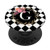 Checkered Floral Monogram Letter G Initial Pink Rose Wreath PopSockets Grip and Stand for Phones and Tablets