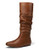 JEOSSY Womens 40 Slouch Boots Brown Knee High Tall Boot Slip-on Flat Wide Mid Calf Boots-7 Soft Slouch-940-Brown-