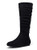 JEOSSY Womens 41 Slouchy Boots Flat Black Suede Knee High Boots Mid Calf Side Zipper Boot-8 Slouch Flat-941-Black Suede-