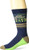 K- Bell Mens Play On Words Novelty Crew Socks  Navy -Meeting Is Brush-  Shoe Size 6-12