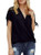 HOTAPEI Womens Blouses and Tops for Work Fashion 2020 Casual Summer Tie Short Sleeve Wrap V Neck Chiffon Blouses for Women Loose Fit Tops Shirts
