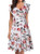 OWIN Womens Vintage Ruffle Floral Flared V Neck Swing Casual Cocktail Party Dresses with Pockets White Orange