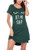 Hotouch Pajama Dress for Women Night Shirt Print Cotton Nightgown Cute Sleep Shirt Soft Sleep Tee Nightshirt Green S