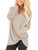 SAMPEEL Womens V Neck Shirts Long Sleeve Fall Tunic Tops Knotted Fashion Khaki M