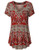 Vinmatto Womens Summer Short Sleeve V Neck Flowy Tunic Top-XXL Multi Red-