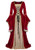 Haorugut Renaissance Costume Women Medieval Dresses Faire Costumes Velvet lace up Irish Dress Wine Red XL