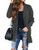 ZESICA Womens Long Sleeves Open Front Leopard Print Button Down Knitted Sweater Cardigan Coat Outwear with Pockets Solid Grey