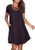 Fanfly Womens Summer Short Sleeve Swing T Shirt Dress Criss Cross Neckline Casual Loose Tunic Dress -Cool Black  Medium-