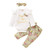 Newborn Infant Toddler Fall Outfit 3pcs Floral Clothes Sets Isnt She Lovely Print Ruffle Romper and Pants Headband -Light Green  3-6 Months-